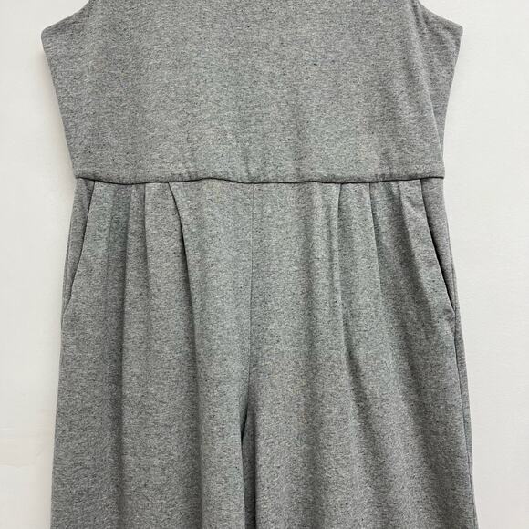 Eileen Fisher Organic Cotton Heathered Knit Wide Leg Crop Moon Jumpsuit - Large - Picture 11 of 15
